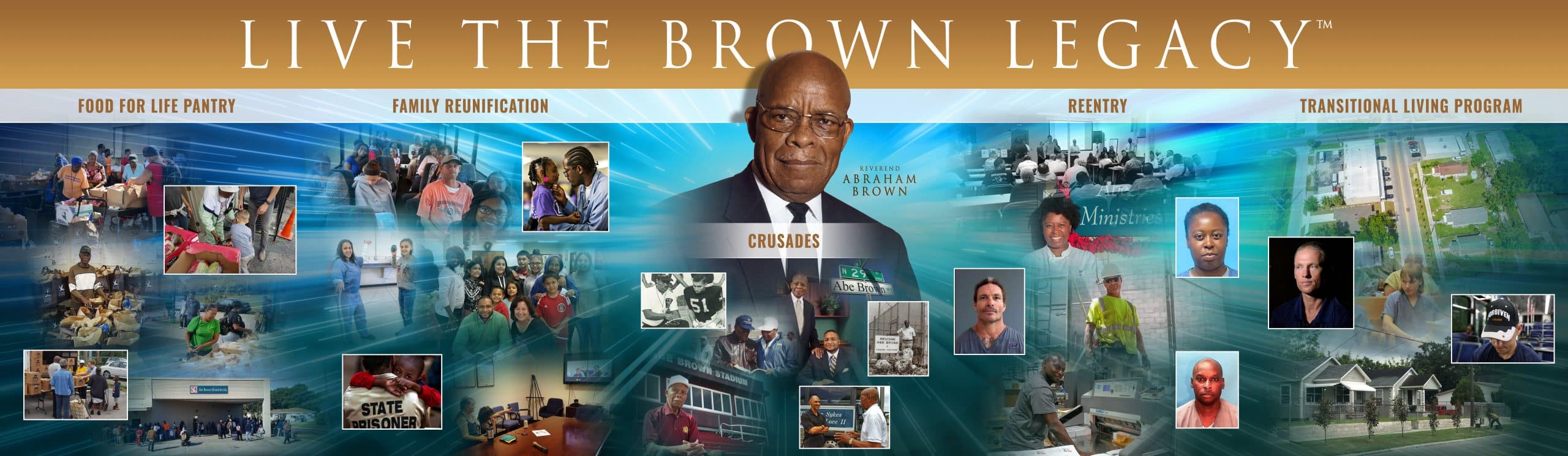 A collage of images with LIVE THE BROWN LEGACY